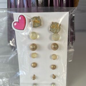 Rue21 Gold and Pale Green Stud Earring Set